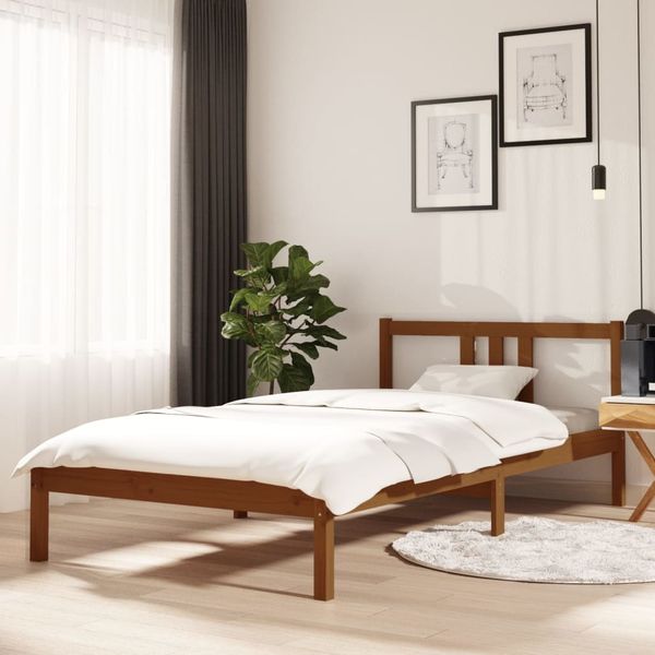 vidaXL Posteľný rám medovohnedý masívne drevo 100x200 cm