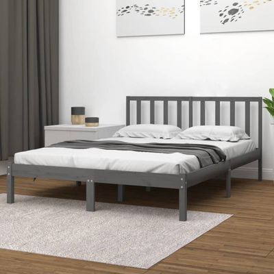 vidaXL Posteľný rám sivý borovicový masív 200x200 cm