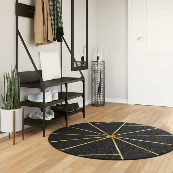 vidaXL Koberec umývateľný čierno-zlatý Ø 120 cm