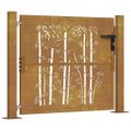 vidaXL Záhradná brána 100x75 cm, corten oceľ, bambusový dizajn
