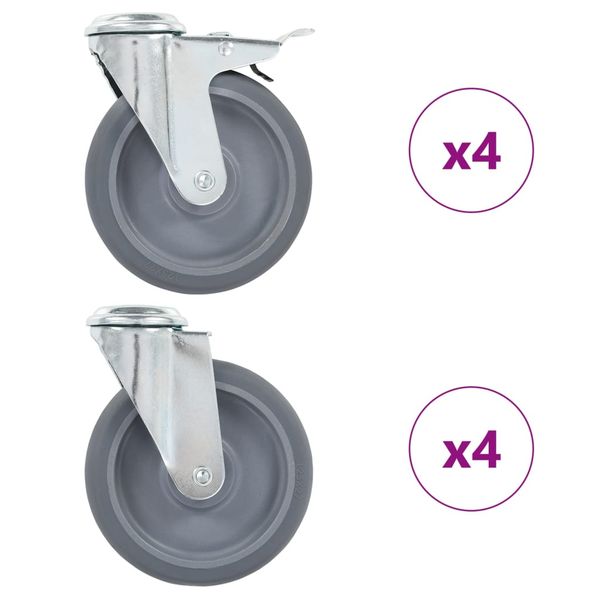 vidaXL Otočné kolieska s otvorom na skrutku 8 ks 125 mm