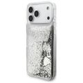 Puzdro Guess Liq. Glitter Charms pre iPhone 17 Pro Max strieborná