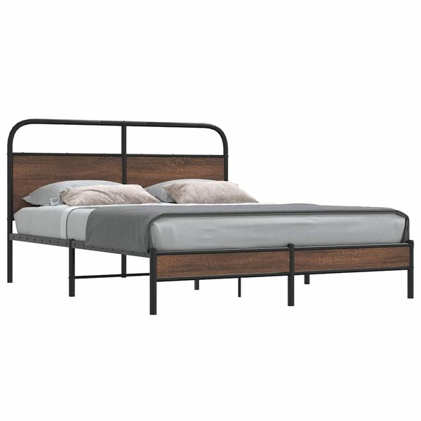 vidaXL Posteľný rám bez matraca 150x200 cm hnedý dub kompozitné drevo