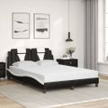 vidaXL Posteľ Viana s matracom čierno-biela 140x200 cm umelá koža