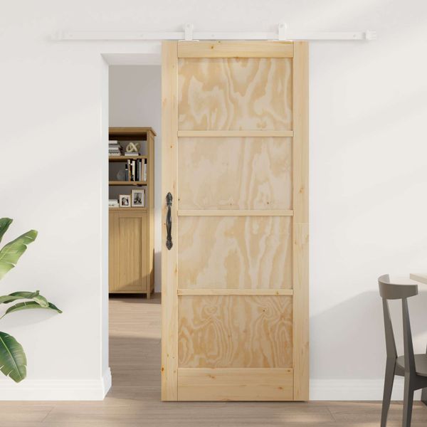 vidaXL Posuvné dvere Prírodná a biela 83 x 202 cm Borovicový masív