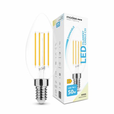 Modee LED Filament Candle C35 7W E14 806 lm, neutrálna biela, stmievateľná (ML-CF4000K7WE14D)