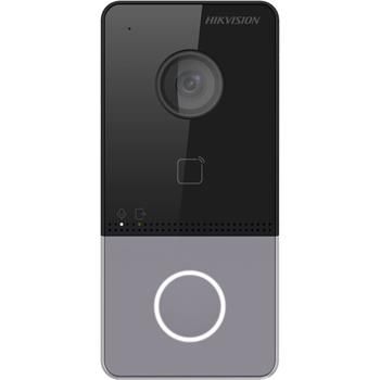HIkvision IP dverečný interkom, 1-tlačidlo, plast, čítač kariet, 2MPx kamera, WiFi