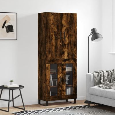vidaXL Vysoká skrinka dymový dub 69,5x34x180 cm spracované drevo