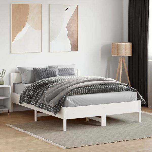 vidaXL Posteľ bez matraca biela 120x190 cm masívna borovica