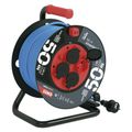 Predlžovací kábel EMOS P08550W na bubne 50 m / 4 zásuvky / modrý / PVC / 230 V / 1,5 mm2