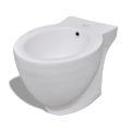 vidaXL Okrúhly stojaci bidet, biely, prvotriedna keramika