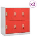 vidaXL Uzamykacie skrinky 2 ks bledosivé a červené 90x45x92,5 cm oceľové