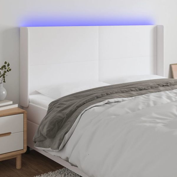 VidaXL Čelo postele biele 163x16x118/128 cm umelá koža