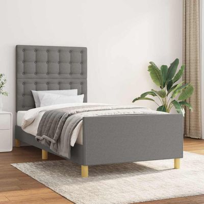 vidaXL Posteľný rám s čelom tmavosivý 80x200 cm látka