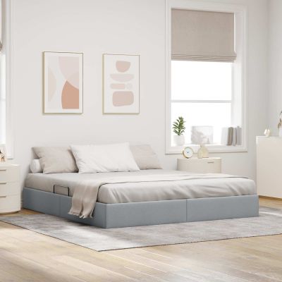 vidaXL Otomanový posteľný rám Svetlosivá 160 x 200 cm látka