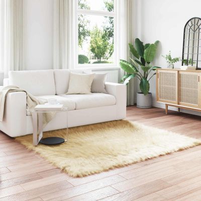 vidaXL Koberec z umelého ovčieho kožucha TAFALLA Krémová 160 x 160 cm