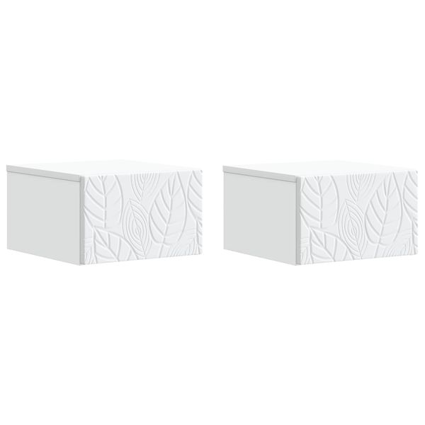 vidaXL Nástenný bočný stôl 2 pcs Biela 34,5 x 33 x 20 cm