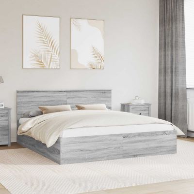 vidaXL Rám postele Sivý Sonoma 200 x 200 cm Kompozitné drevo
