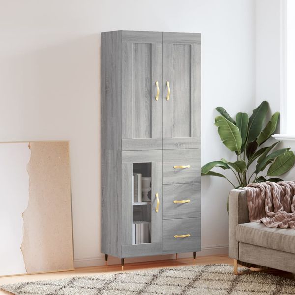vidaXL Vysoká skrinka sivý dub sonoma 69,5x34x180 cm spracované drevo