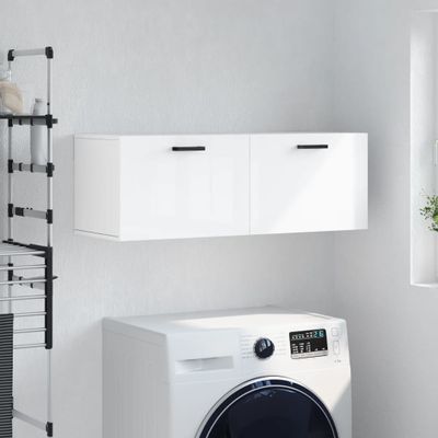 vidaXL Nástenná skrinka lesklá biela 100x36,5x35 cm kompozitné drevo