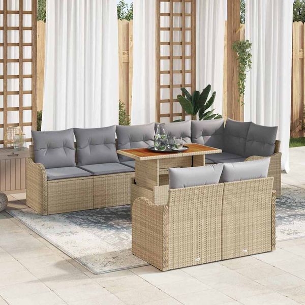 vidaXL Súprava záhradných pohoviek 9 pcs béžová a svetlosivá