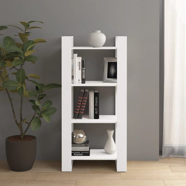 vidaXL Knižnica/deliaca stena biela 60x35x125 cm masívne drevo