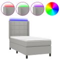 vidaXL Posteľ boxsping s matracom a LED bledosivá 80x200 cm látka