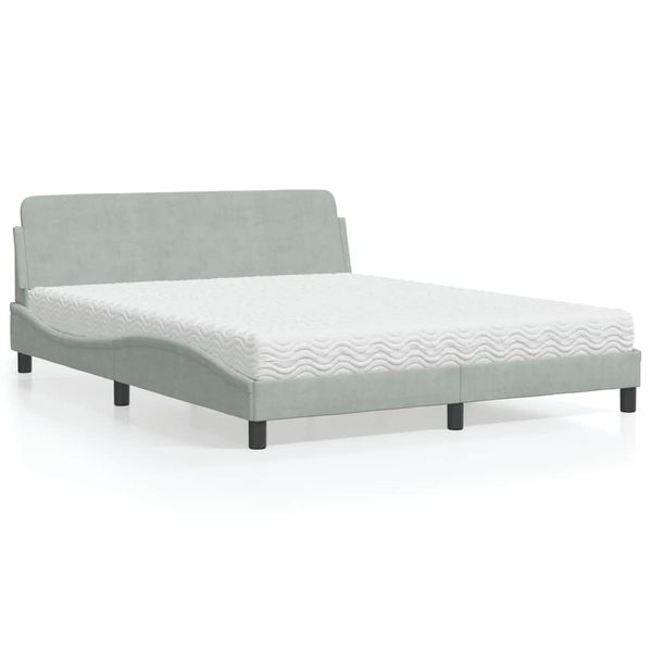 vidaXL Posteľ s matracom Dover bledosivý 160x200 cm zamat