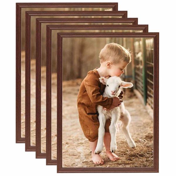 vidaXL Fotorámiky na stenu alebo stôl 5 ks hnedé 29,7x42 cm MDF