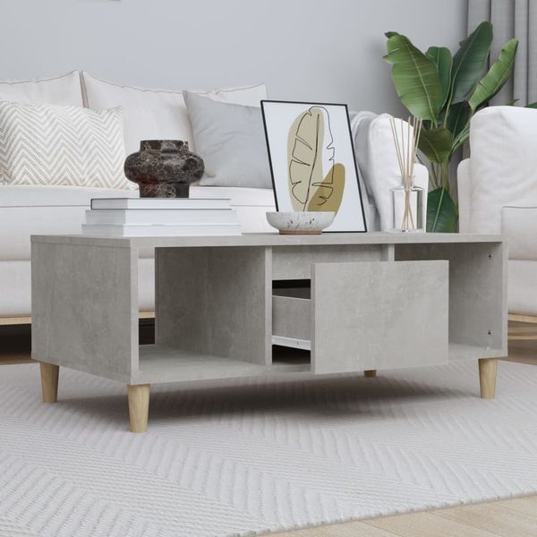 vidaXL Konferenčný stolík betónový sivý 90x50x36,5 cm spracované drevo