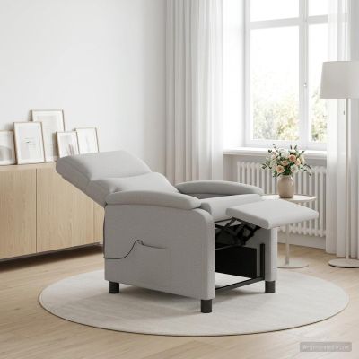 vidaXL Masážne relaxačné kreslo Oblá šedá Látka