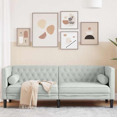 vidaXL Pohovka Svetlosivá 194 x 74,5 x 70,5 cm Zamat