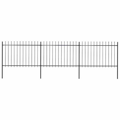 vidaXL Záhradný plot s vrchnou časťou z ocele 504x120 cm čierny