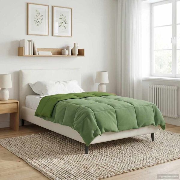 vidaXL Prikrývka na celý rok Šnurovaný Zelená 155 x 220 cm Mikrovlákno