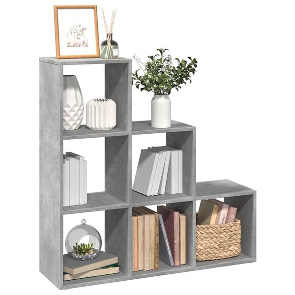vidaXL Knižnica 3-poschodová betónovosivá 99x29x99 cm kompozitné drevo
