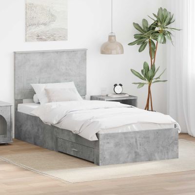 vidaXL Rám postele Betónová šedá 100 x 200 cm Kompozitné drevo