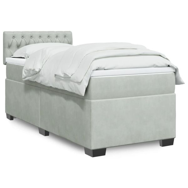 vidaXL Posteľný rám boxsping s matracom bledosivý 90x190 cm zamat