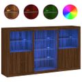 vidaXL Komoda s LED svetlami hnedý dub 181,5x37x100 cm