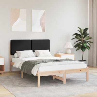 vidaXL Rám postele s čalúneným čelom Čierna 135 x 190 cm