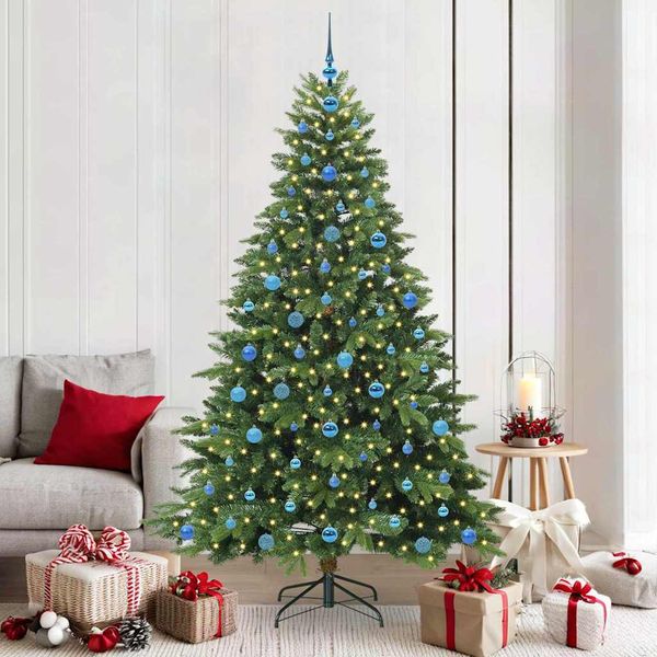 vidaXL Umelý vianočný stromček s 300 LED-i Zelená 210 cm PE a PVC
