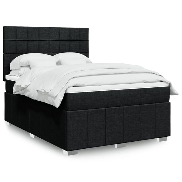 vidaXL Posteľný rám boxspring s matracom čierny 160x200 cm látka