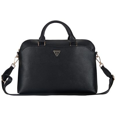 Guess Computer Bag Grained PU Zipper Pocket & Triangle Logo for 15" Laptop Black