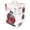 Predlžovací kábel EMOS P194253 na bubne 25m / 4 zás. / s vypínačom / červený / PVC / 230V / 1,5 mm2