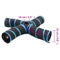 vidaXL Mačací tunel 4-cestný čierno-modrý 25 cm polyester