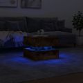 vidaXL Konferenčný stolík s LED svetlami dymový dub 50x50x40 cm