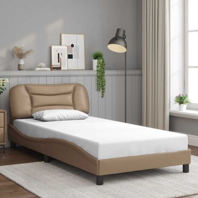 vidaXL Rám postele bez matraca Hvar kapučínový 100x200 cm umelá koža