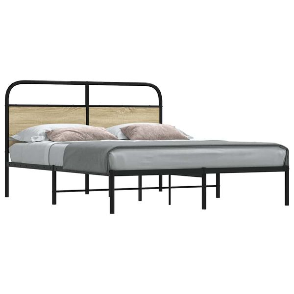 vidaXL Posteľný rám bez matraca 150x200 cm dub sonoma kompozitné drevo