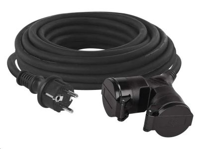 Rozšírený kábel EMOS P0601 spojka 10 m / 2 zásuvky / čierna / gumový / 230 V / 1,5 mm²