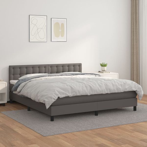 vidaXL Boxspring posteľ s matracom sivá 160x200 cm umelá koža