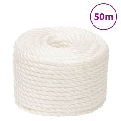 vidaXL Pracovné lano biele 12 mm 50 m polypropylén